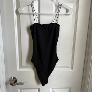 Boohoo Ribbed Skinny Strap Bodysuit